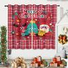 2pcs Christmas Snowman Checkered Print Blackout Curtains Multi Size Living Room Insulation Holiday Decoration Easy Installation