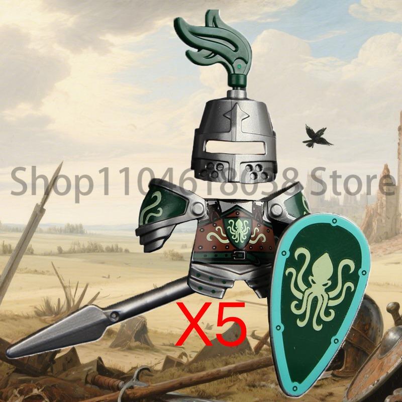 Medieval Military Figures Octopus Sea Demon Knights Building Blocks Weapons Accessories Sword Temple Spear Shield MOC MINiBricks