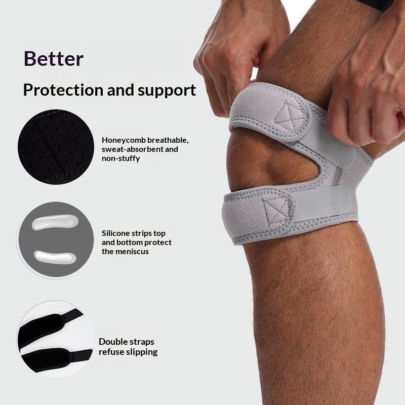 Lightweight Breathable Knee Patella Support Adjustable Dual Strap Silicone Pad for Travel Walking Daily Joint Care