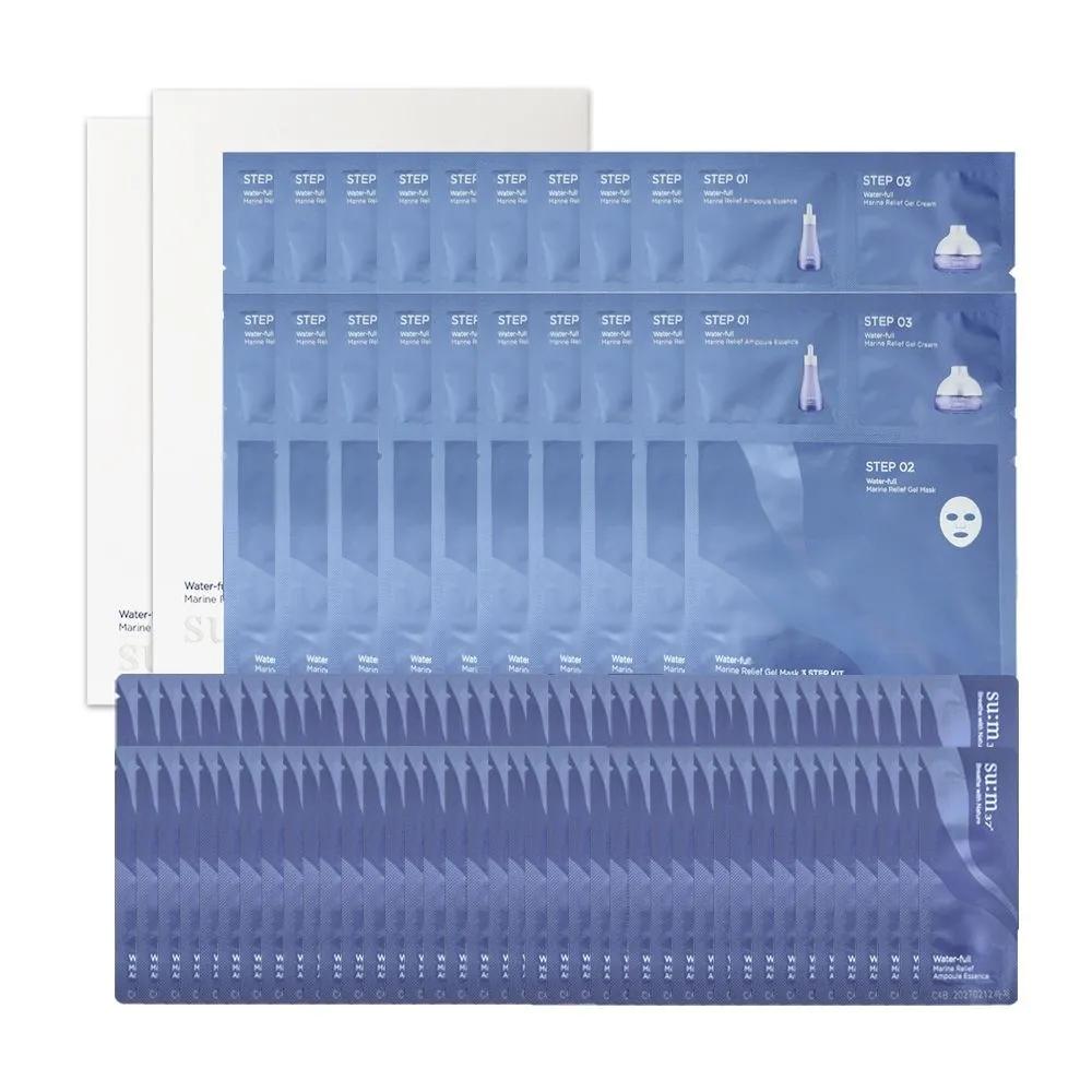 SUM37 Waterful Marine Relief Gel Mask 3-Step Kit 20 Sheets Ampoule Essence 1ml 120 Pieces