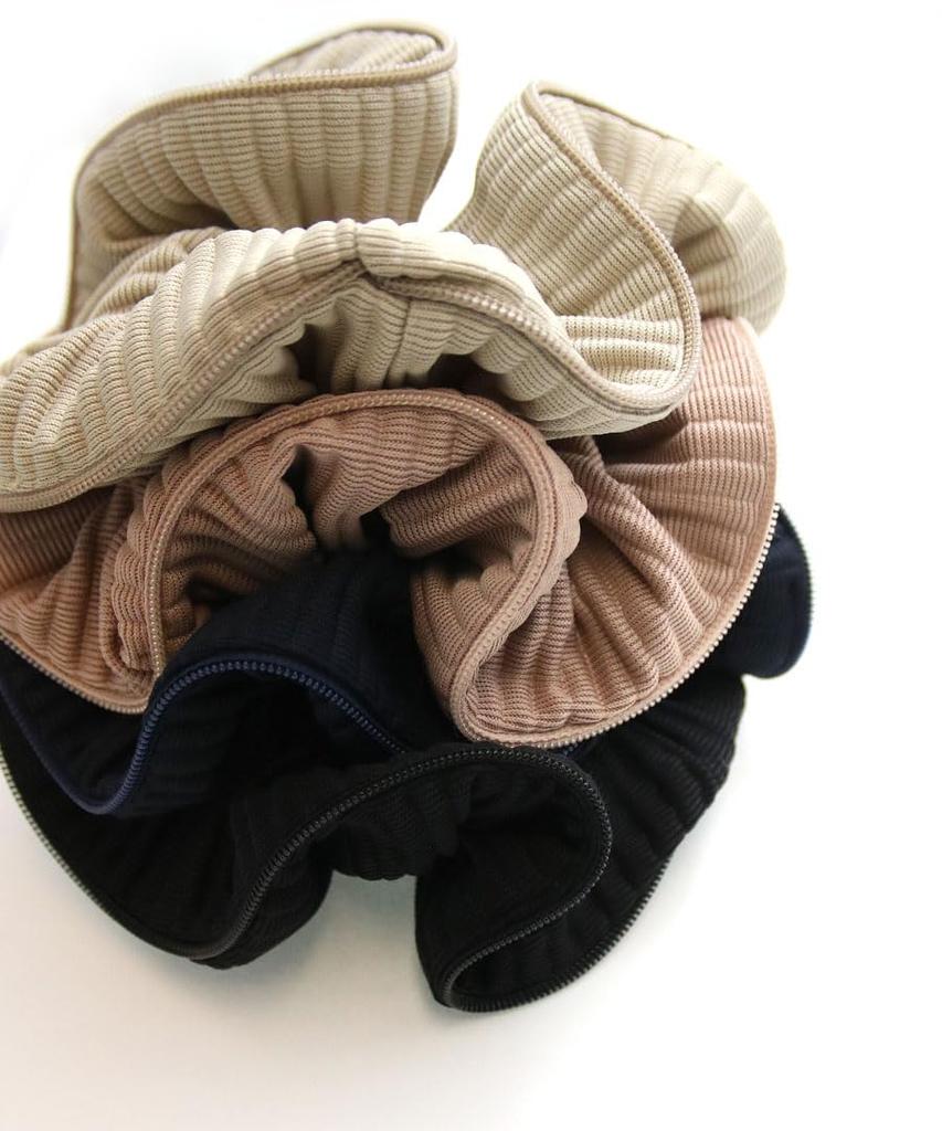 VINGTAINE Solid Zipper Perfect for Dull Simple Hair Scrunchie, Volume, Color, Basic, Closure, Hair, Updos, Accessory, Gift, Present, HS-183-BK