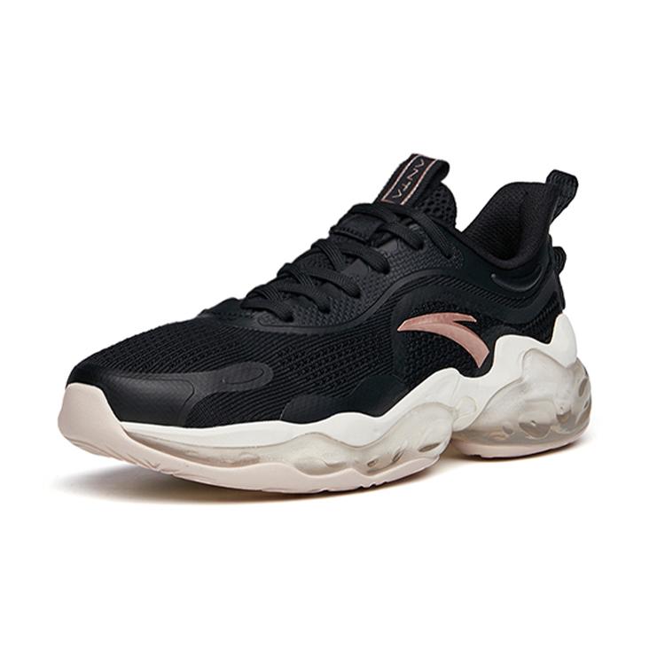 New Anta Cushioning Slip Resistant Low Top Running Shoes Women's Black Gold 122035501-11
