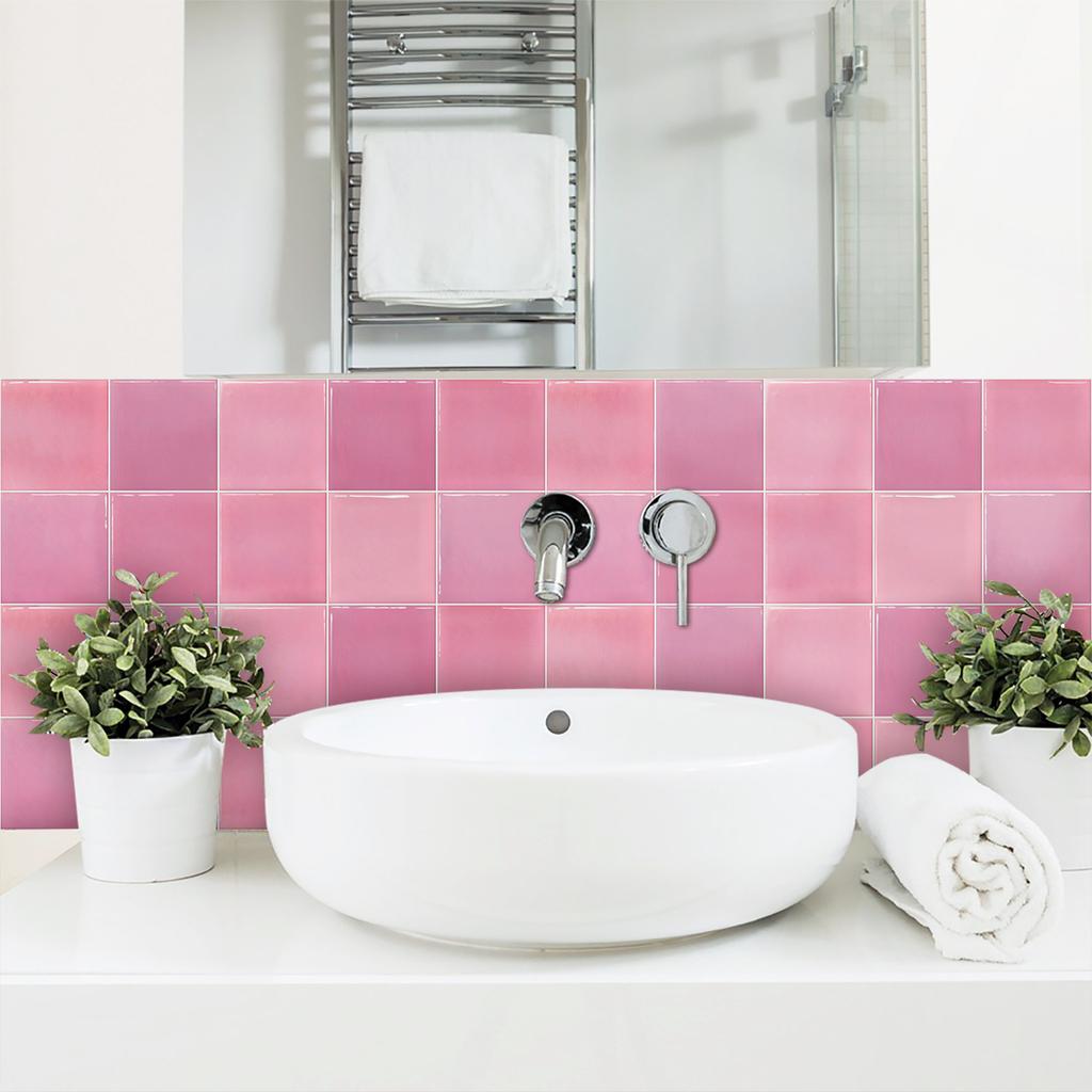 10Pcs Modern Macaron Color Tile Stickers - Waterproof Self-Adhesive PVC Wall Decals - Glossy Crystal Surface Mural for Kitchen Bathroom DIY Decor