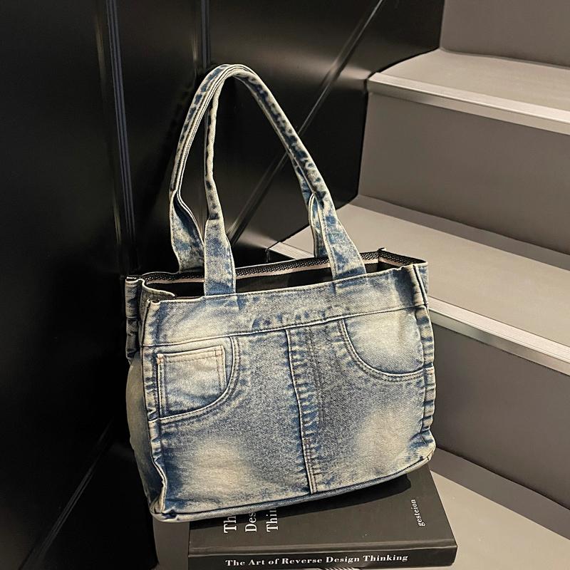 Fashion Shoulder Bag Large Capacity Denim Storage Bags Comfortable and Versatile Texture Underarm Bag Jeans Casual Handbag