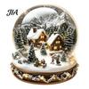Display Acrilico Impermeabile Durevole Sfera di Cristallo Natalizia Statuetta, Cottage Invernale 2D Carosello Tematica Decorazione per la Casa Ornamenti da Tavolo per