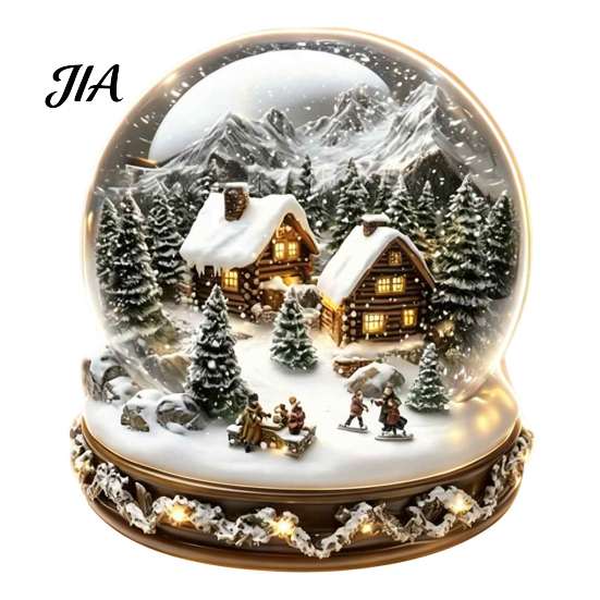 Display Acrilico Impermeabile Durevole Sfera di Cristallo Natalizia Statuetta, Cottage Invernale 2D Carosello Tematica Decorazione per la Casa Ornamenti da Tavolo per