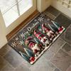 Flannel Doormat with 3 Christmas Gnomes Print, Polyester Non-Slip Indoor Outdoor Rug for Entryway, Kitchen, Hallway Floor Mat