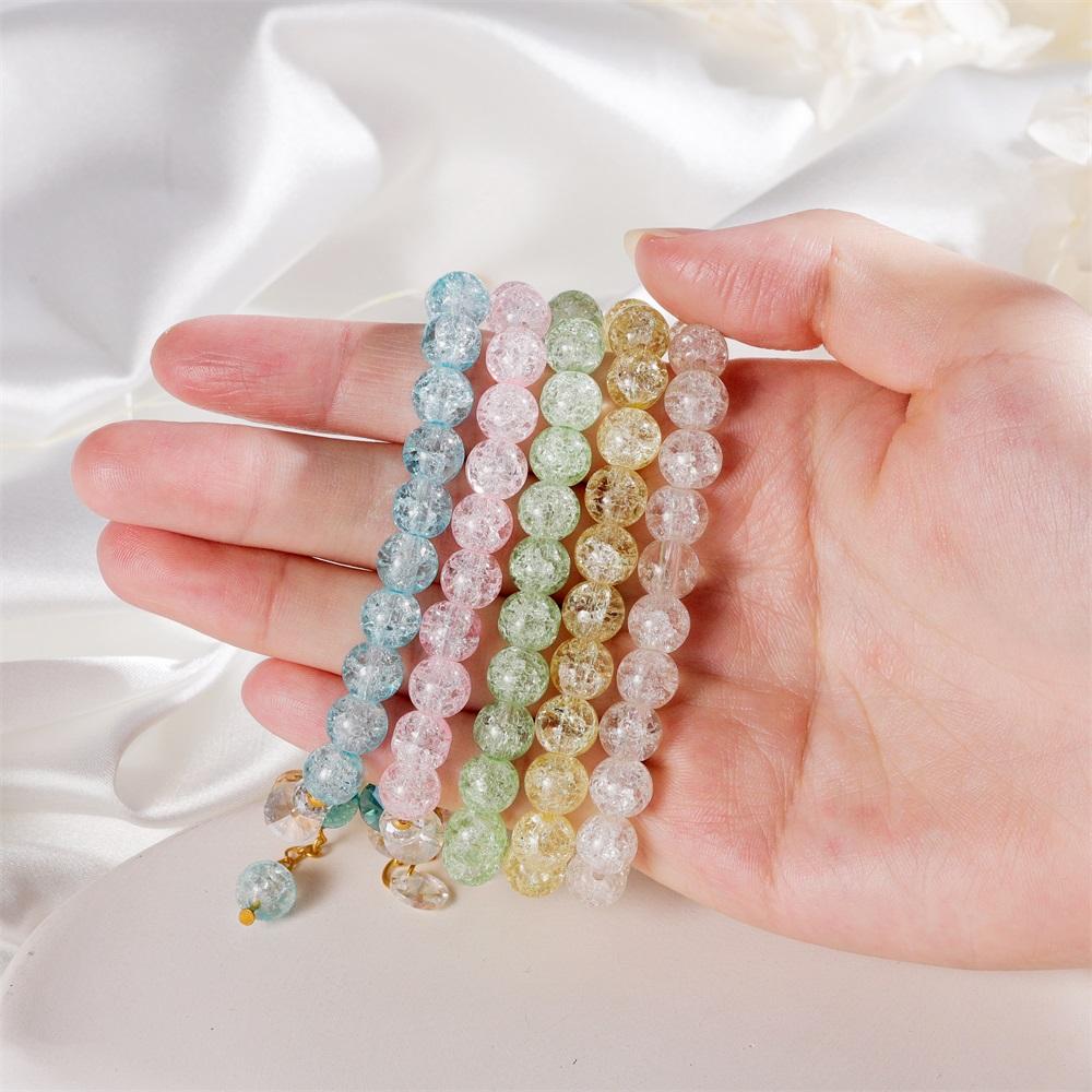 1pc Korean Style Sweet Daisy Flower Bracelet Colorful Crystal Beaded Elastic Rope for Women Girls Party Wedding Jewelry Gift