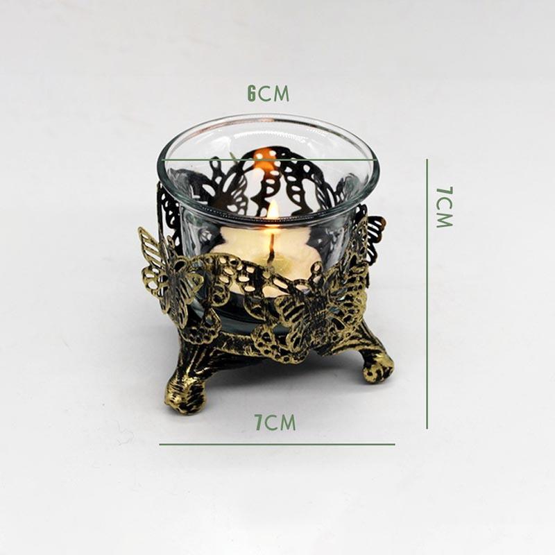 

Украшение для ужина, железная свеча, чашка для чайной свечи, старинный стеклянный старый резной полый подсвечник