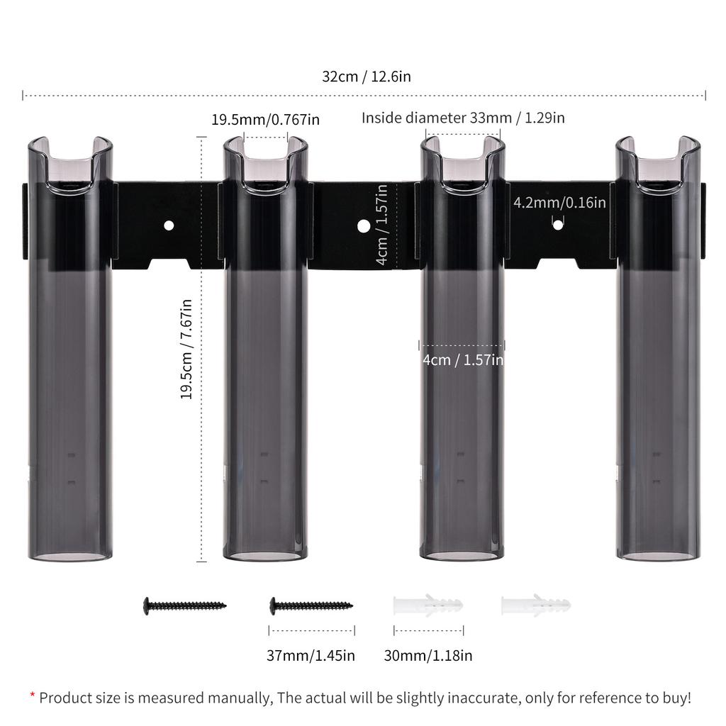 ABS Fishing Rod Holders 4 Tubes Wall-Mounted Fishing Pole Rack for Wall Garage