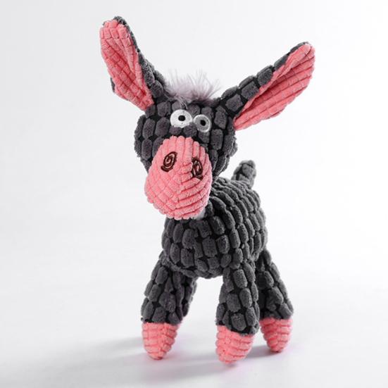 Plush Donkey Dog Toy Interactive Squeaky Dog Chew Toy Stuffed Animal Puppy Teething Toy for Small Medium Dogs