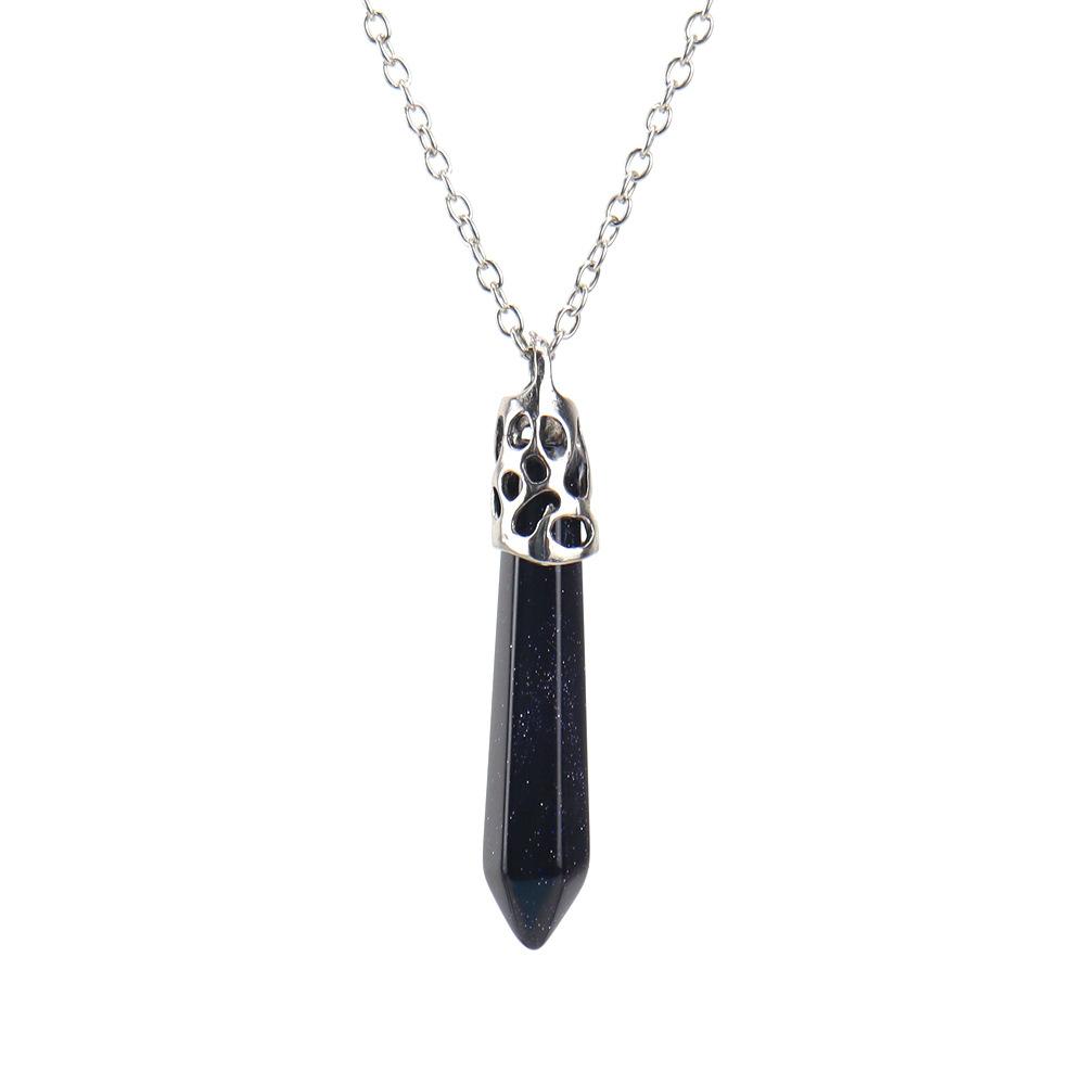Collier pendentif colonne hexagonale pyramide hexagonale en agate de cristal de pierre naturelle N579