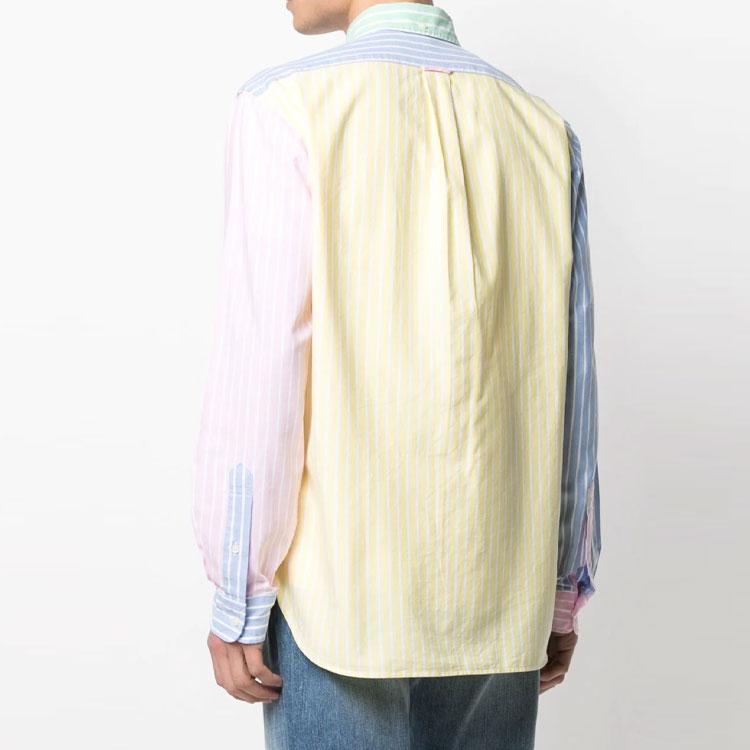 Polo Ralph Lauren FW21 Striped Color Block Long Sleeve Shirt Men shirts Blue 710823666-001