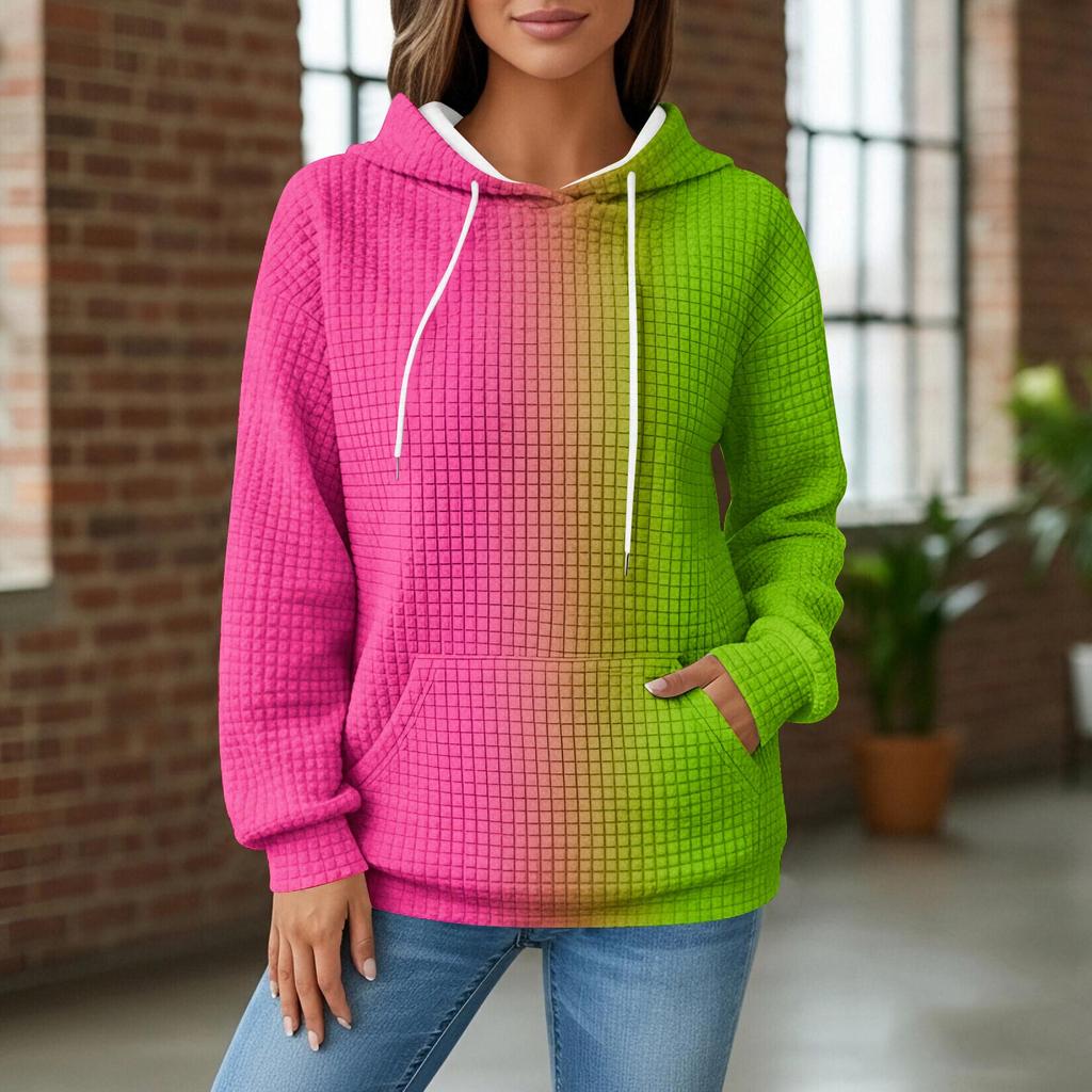 Kadın Örgü Kapüşonlu Sweatshirt - Cepli Uzun Kollu Kazak, Günlük Giyim/Dış Mekan İçin Rahat Bol Kesim Sweatshirt