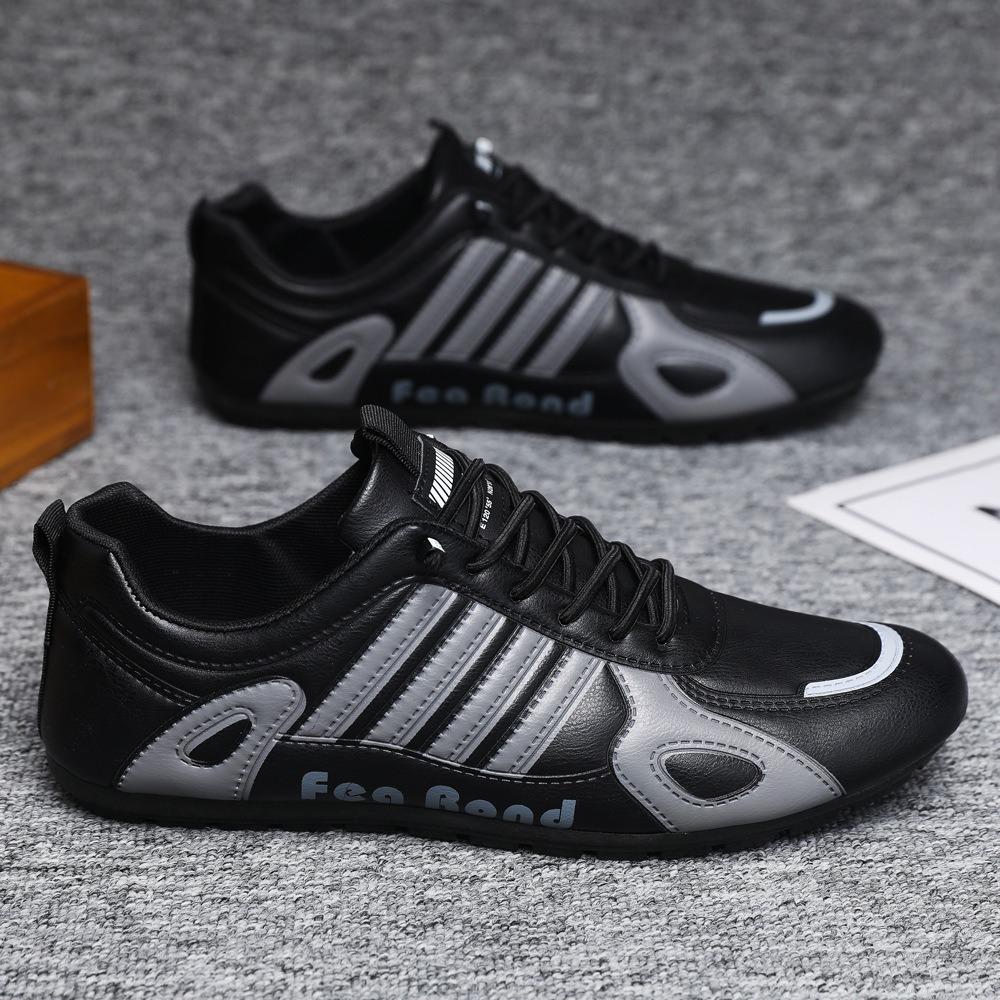 Men's shoes autumn new breathable and comfortable soft sole soft surface casual sports shoes trendy versatile striped letter lazy shoes