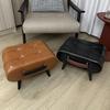 A High-quality Oil-and-wax Leather Low Stool, Footstool, Leather Footrest Stool, Stylish Multifunctional Sofa Side Piece