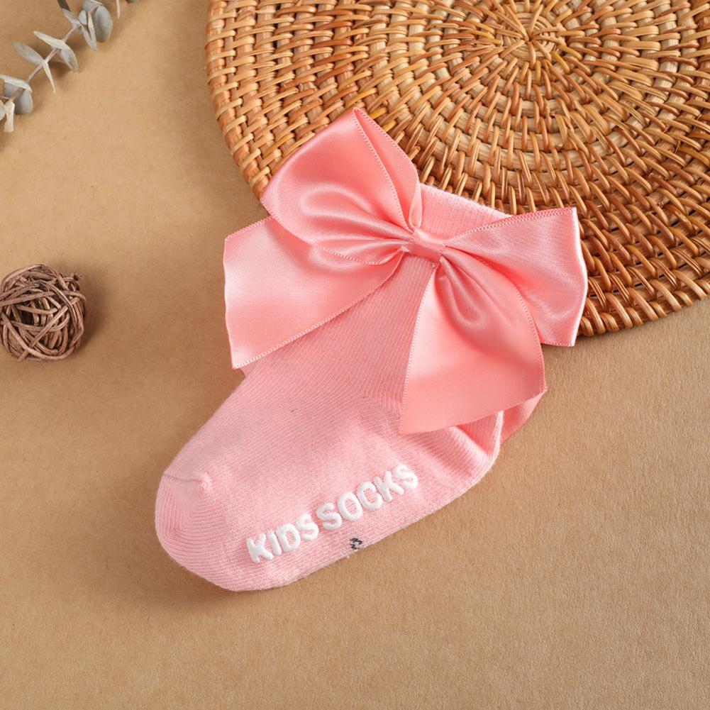 

Носки для малышей, девочки 0-3 лет, хлопковые однотонные милые длинные носки с бантом, мягкие повседневные сетчатые дышащие детские носки S 0-1Y