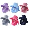Sun Hat High-Density Sunscreen Fabric UPF50+ Protection Wide Brim Fisherman Hat Shawl Face Guard Design Outdoor Summer Hat