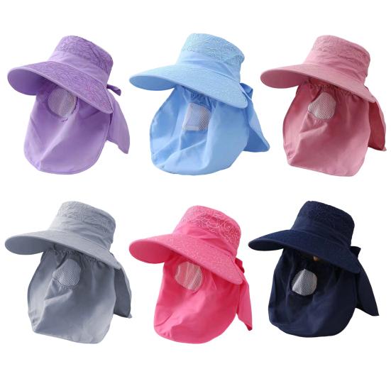 Sun Hat High-Density Sunscreen Fabric UPF50+ Protection Wide Brim Fisherman Hat Shawl Face Guard Design Outdoor Summer Hat