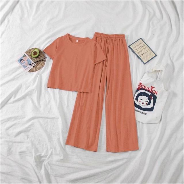 2025 Summer Korean-Style Women's Short-Sleeve Suit: Trendy Wide-Leg Pants Two-Piece Set