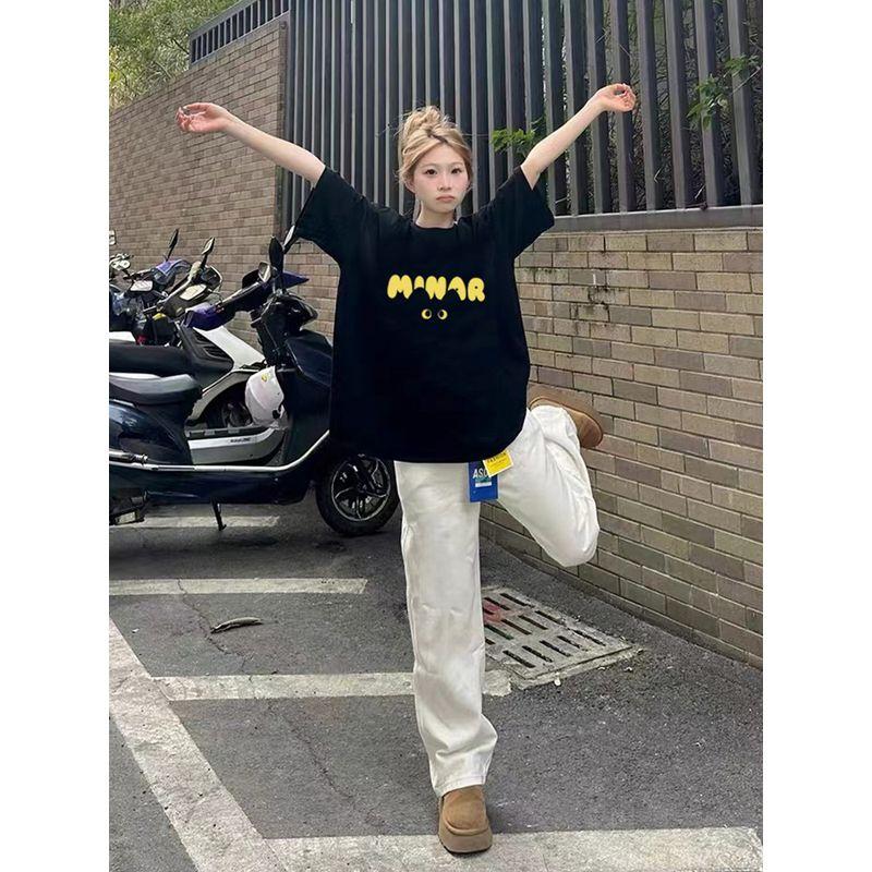 

Трендовая летняя нишевая футболка оверсайз с коротким рукавом Black M