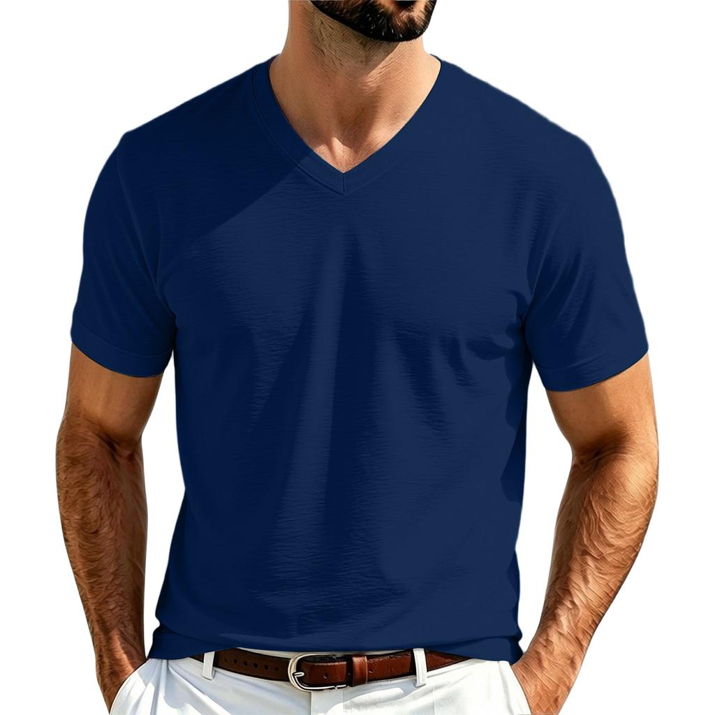 Camiseta de manga corta con cuello en V para hombre para uso casual diario en verano