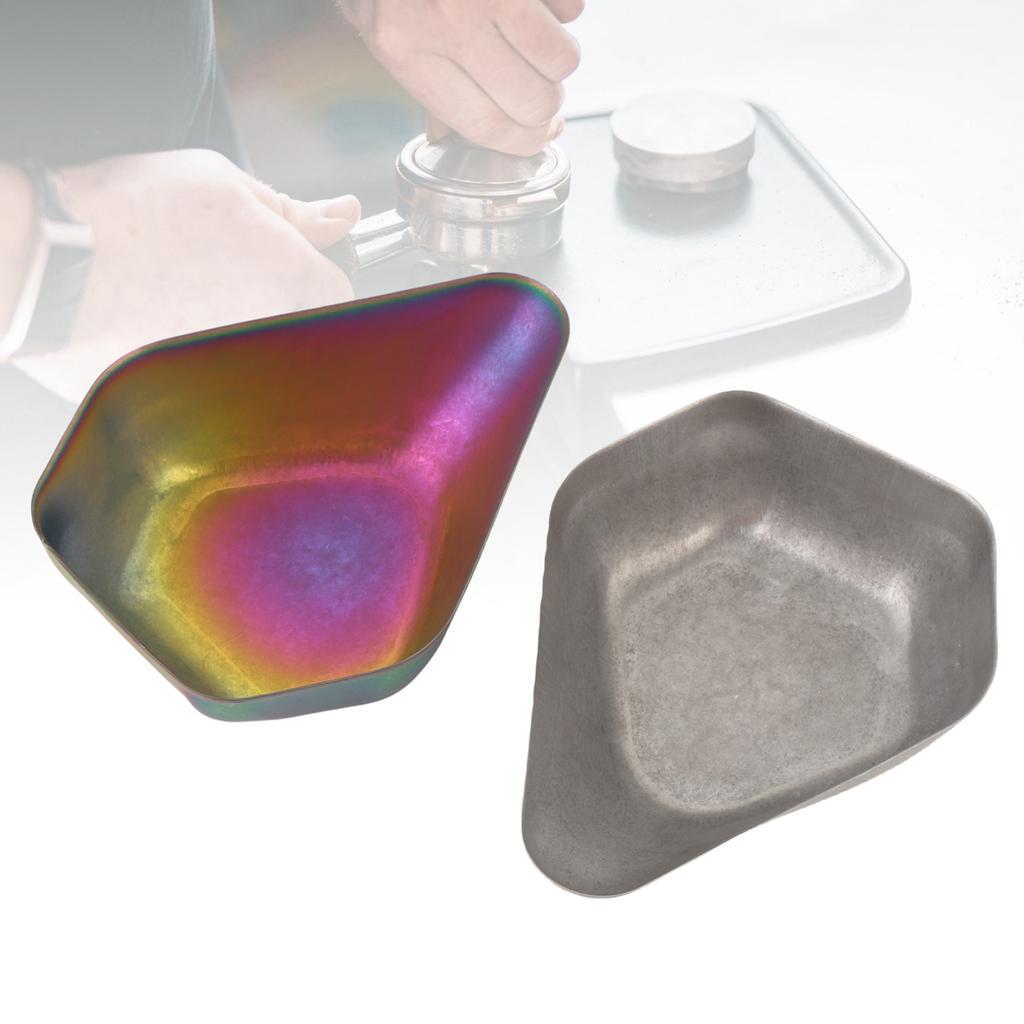2PCS Coffee Bean Dosing Cup Stainless Steel Coffee Bean Weighing Tray Coffee Powder Spoon Colorful and Retro Color