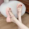 Small summer height increase retro platform slippers 2025 new cross-strap platform shoes Roman sandals