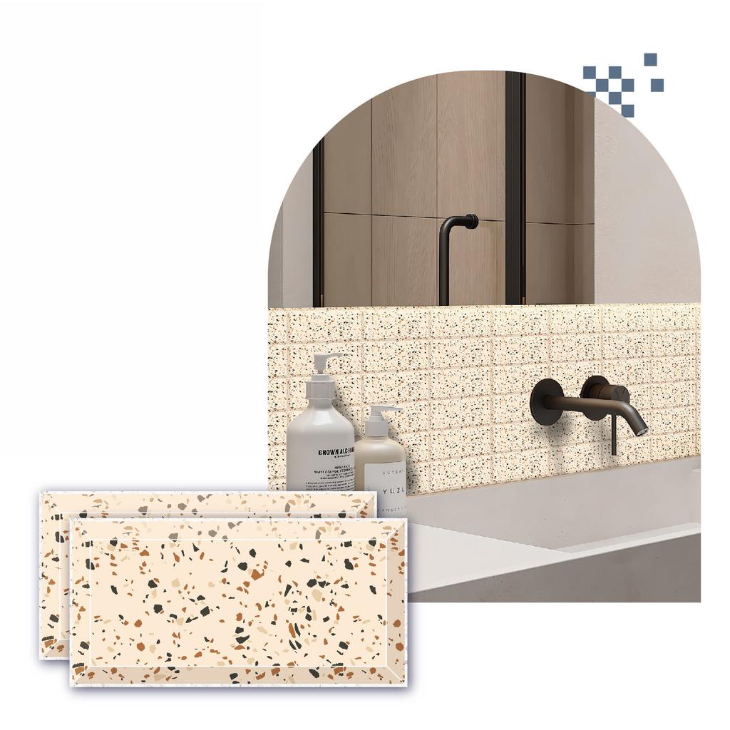 Adesivo per Piastrelle Autoadesivo Impermeabile in PVC 10x20cm Grana Marmo Cristallo Lucido Adesivi da Cucina Decorazione Murale Bagni Adesivo Murale