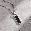 Stainless Steel Rectangle Natural Stone Pendant Necklaces, Minimalist Dainty Chain Necklace, Luxury Fashion Jewelry For Men Gift