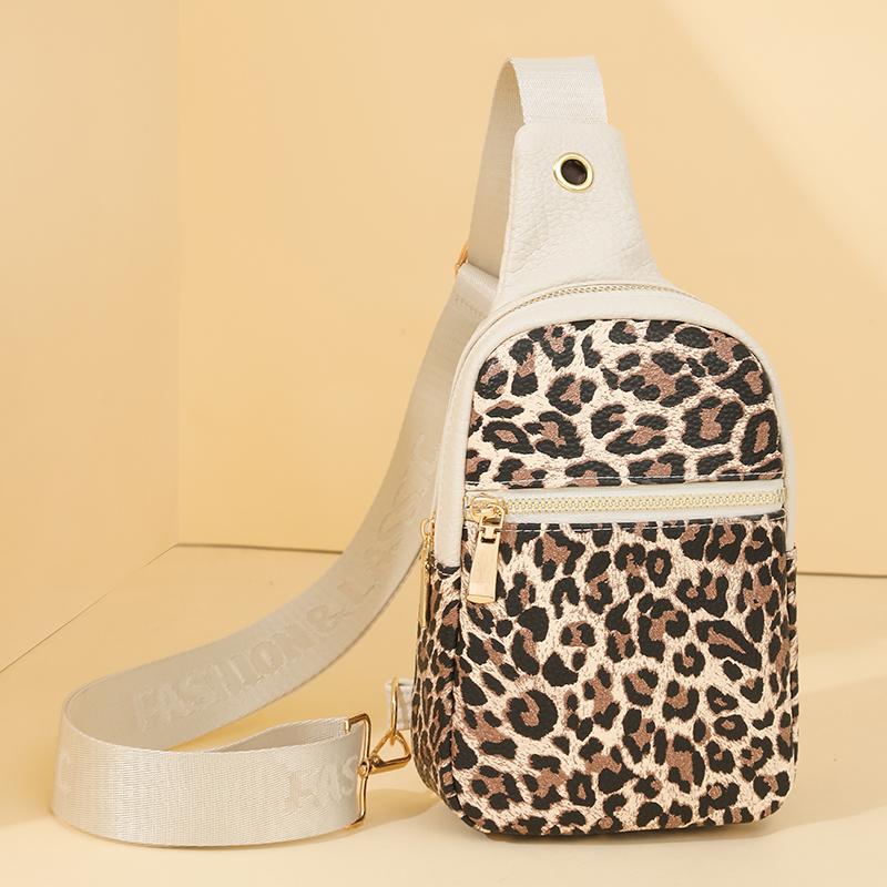 Τσάντα Στήθους με Λεοπάρ Μοτίβο Γυναικεία Τσάντα Χιαστί Χρωματική Αντίθεση Ώμου Κινητού Τηλεφώνου Μικρή Τσάντα