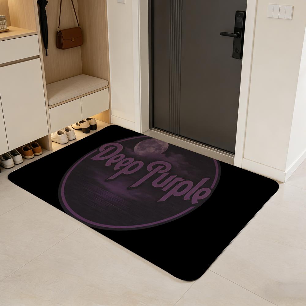 

band D-Deep Purple Floor Mat Flannel Door Mat Non-Slip Absorbent Washable Indoor Home Rug 40x60cm