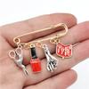 Fashion Nail Art Brooch Vintage Jewelry Mini Nail Art Nail Polish Scissors Pin Brooches