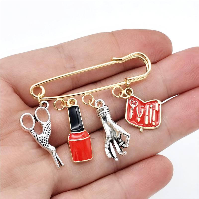 Fashion Nail Art Brooch Vintage Jewelry Mini Nail Art Nail Polish Scissors Pin Brooches