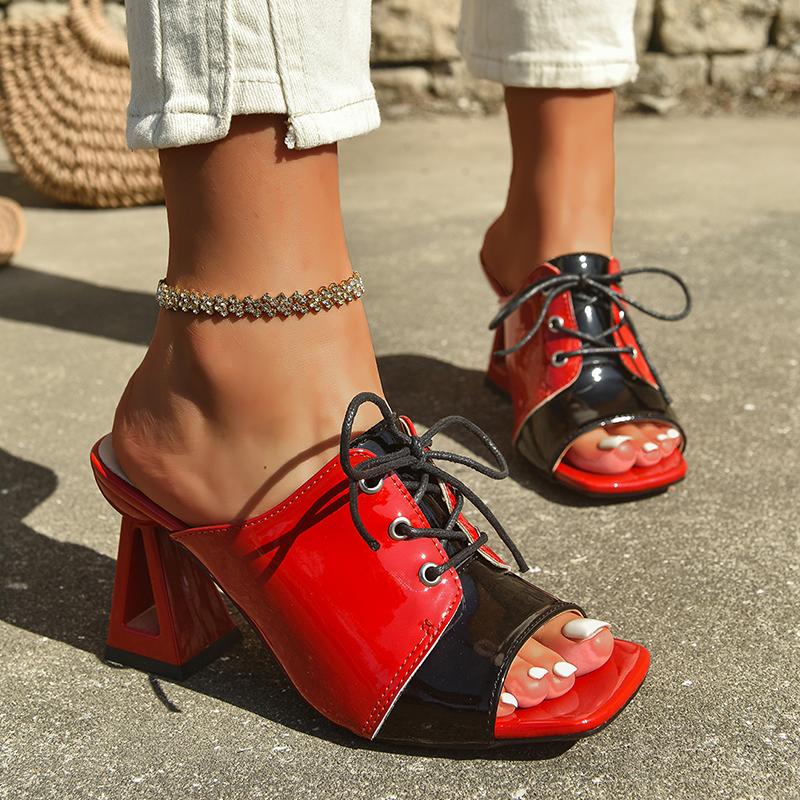 

Туфли на высоком каблуке женские тапочки с квадратным носком элегантные туфли-лодочки летняя обувь на каблуке женские 2025 для вечеринки женские тапочки 42