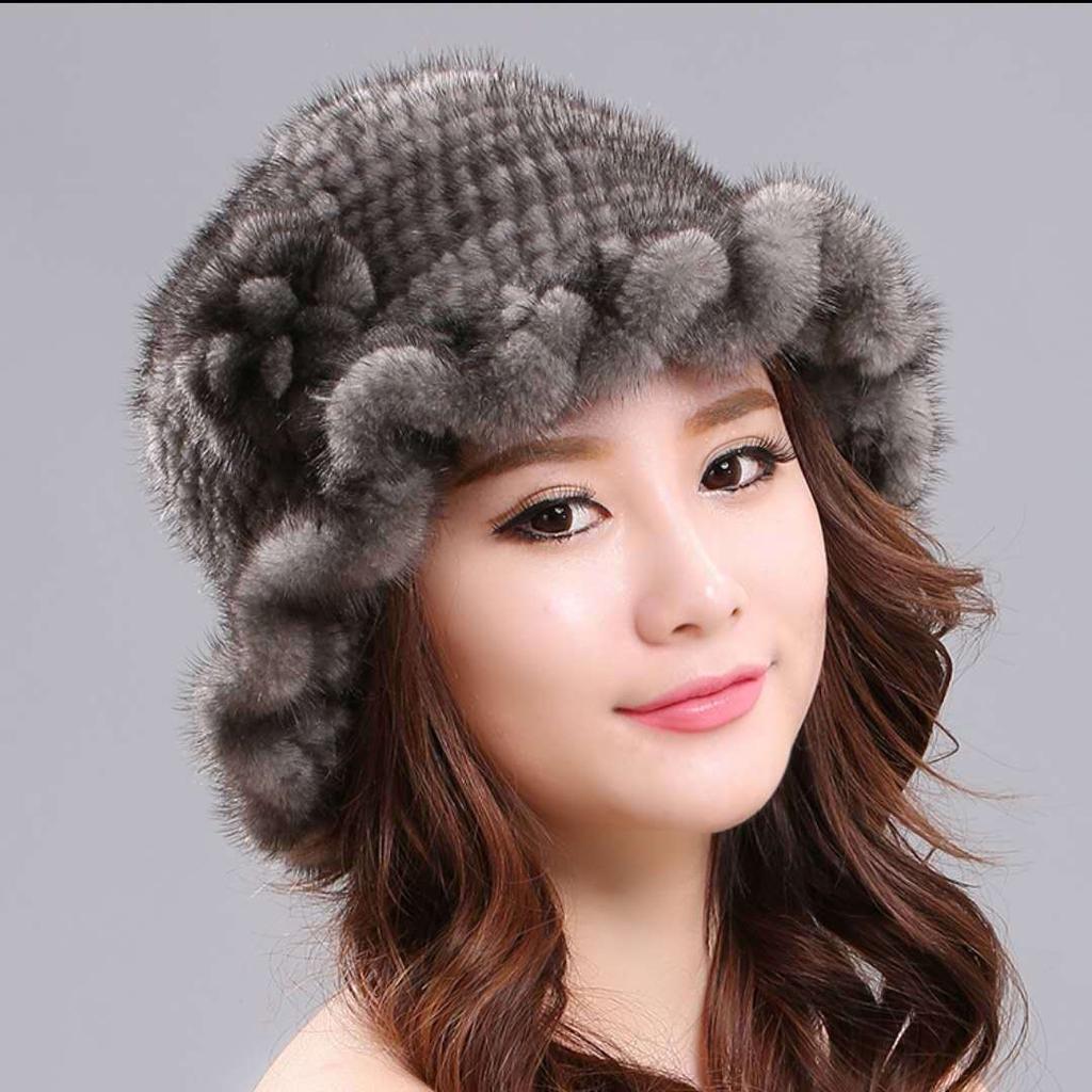 New Mink Fur Hat Women's Winter Mink Fur Women's Winter Hat Thick Versatile Warm Fashion Fur Hat Women's Winter