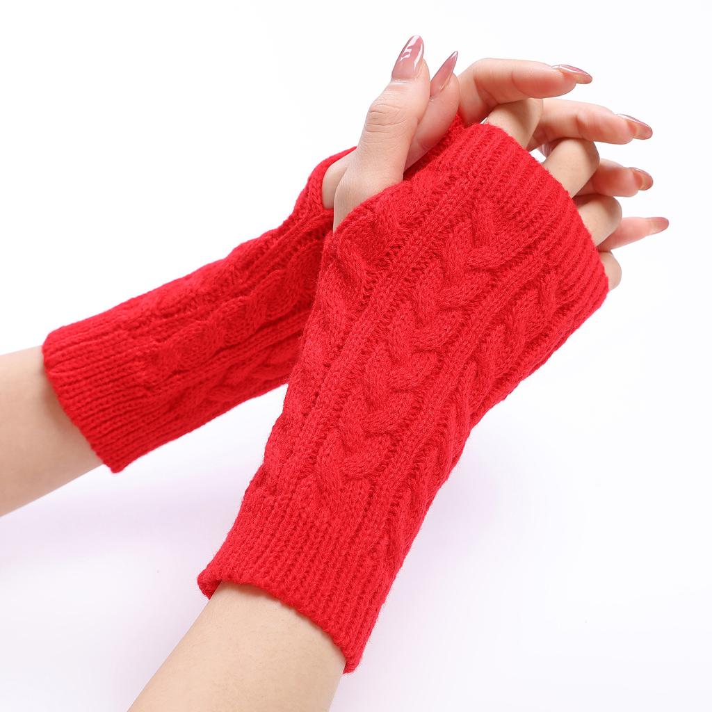 Botvotee Gloves for Women Y2k Half Finger Winter Winter Soft Warm Knitting Arm Gloves Warm Fingerless White Red Mitten Guantes