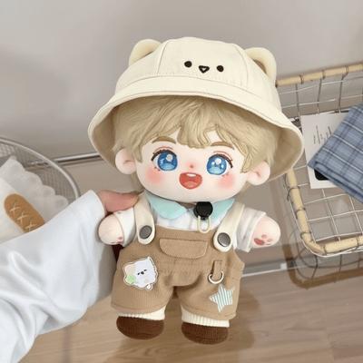 1 set Tuta Cartone Animato 20cm Vestiti per Bambola di Cotone Cappello Orso Vestiti per Bambola di Cotone Gatto Outfit Vestiti per Bambola Peluche Mini