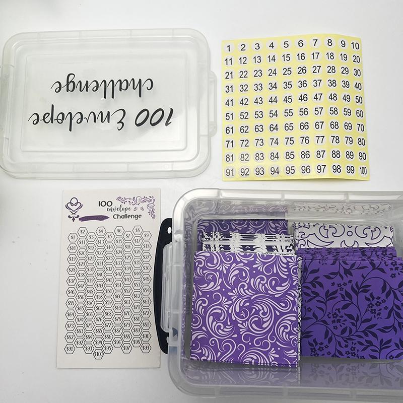 Set Scatola Sfida 100 Buste Modo Facile e Divertente per Risparmiare $10.000 Buste per Soldi Sfida Risparmio Sfide Risparmio Budget
