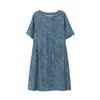 Floral Linen A-Line Dress for Women, 2024 Summer Collection – Elegant Slimming Style for Middle-Aged Mothers