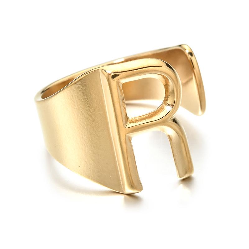 Stainless Steel Retro Letter Ring: European, American, Japanese & Korean Influenced Fashion