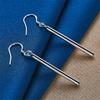 Elegant 925 Sterling Silver Exquisite Long Column Drop Earrings Women's Fashion Wedding Party Jewelry