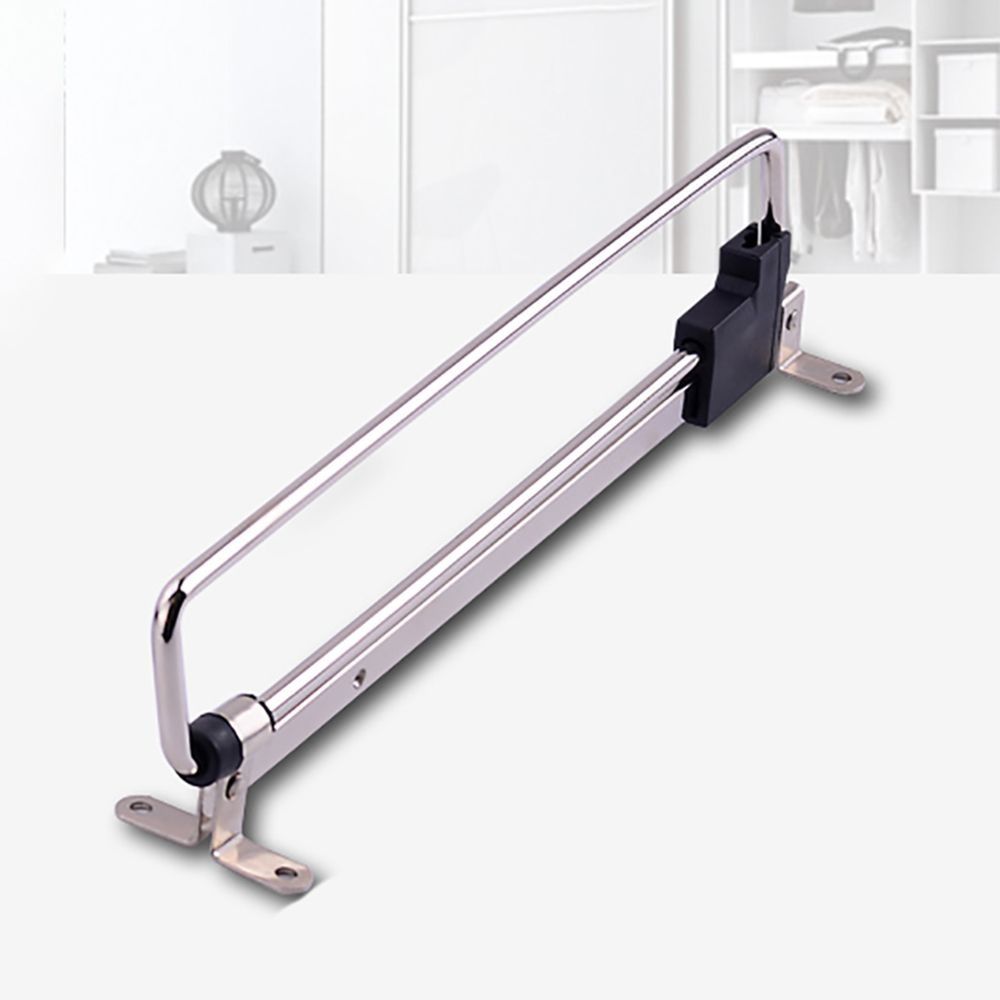 Metal Wardrobe Hanging Rod Pull Out Easy Install Hanging Clothes Rail Horizontal Use Multi-functional Retractable Closet Hangers