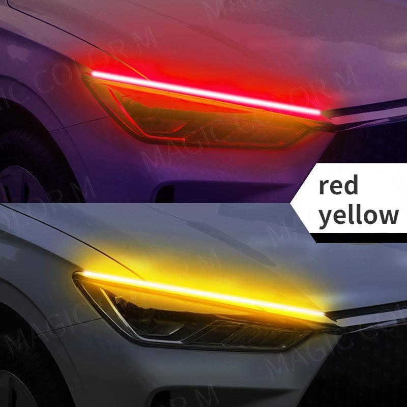 2 PCS Car Lamp Accessories DRL Car Flexible LED Daytime Running Lights Turn Signal Lamp Headlight Waterproof Light Strip