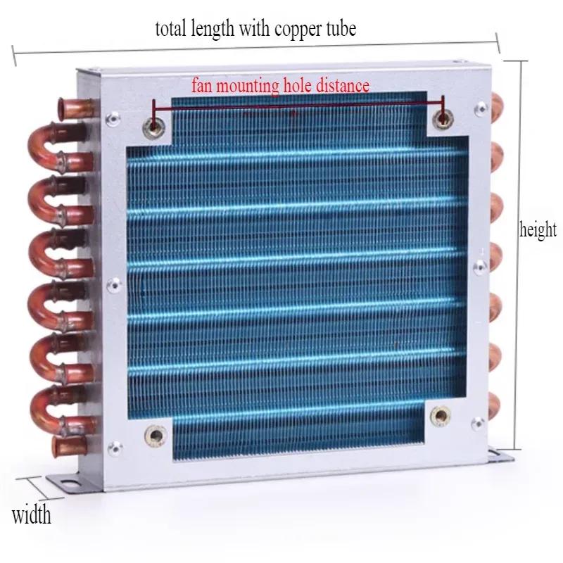 1PCS Refrigerator Freezer Aluminum Fin and Copper Tube Heat Exchanger with Fan Small Shell Condenser Radiator Fan