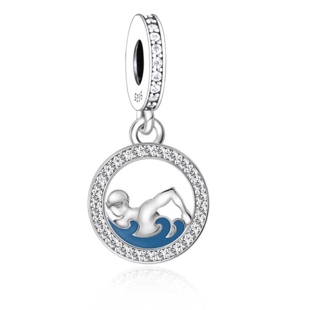 Fit Charm Bracelet 925 Silver Swimming Pole Dance Cheerleader Golf Volleyball Baseball Runner Bead For Making Berloque