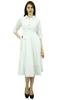 Bimba Women's 3 4 Sleeve Linen Collar Neck Solid Flared Shirt Dress with Side