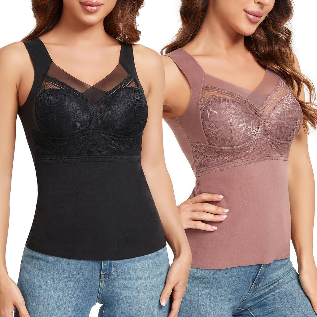 Thermal Vest For Women Underwear Top With Chest Pads Slimming Seamless Winter Warm Vest Thermal Tank Top For Women Push Up Bras Undershirt