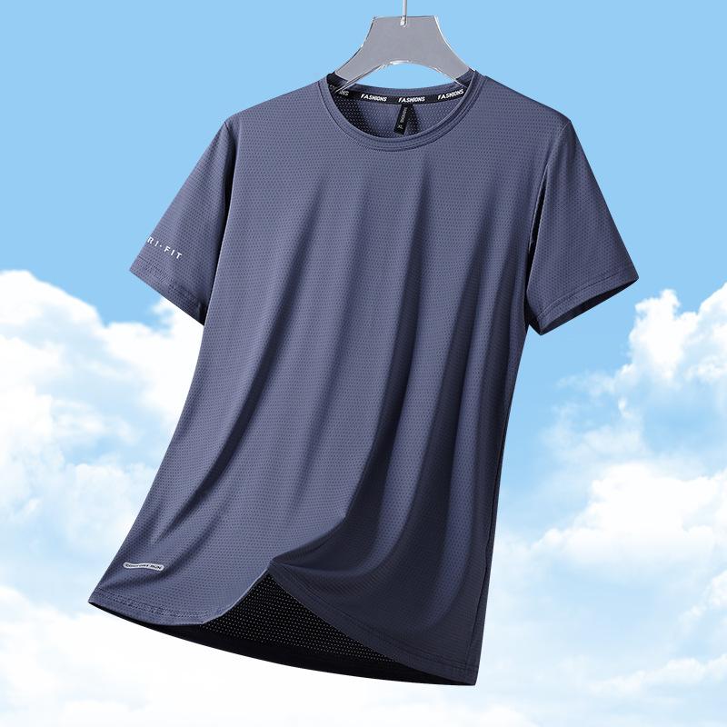 High-Quality Ice Silk T-Shirts Men Plus Size 8XL Male Tshirt Fat Man Tee Shirt Breathable Wearing Tee Tops Running