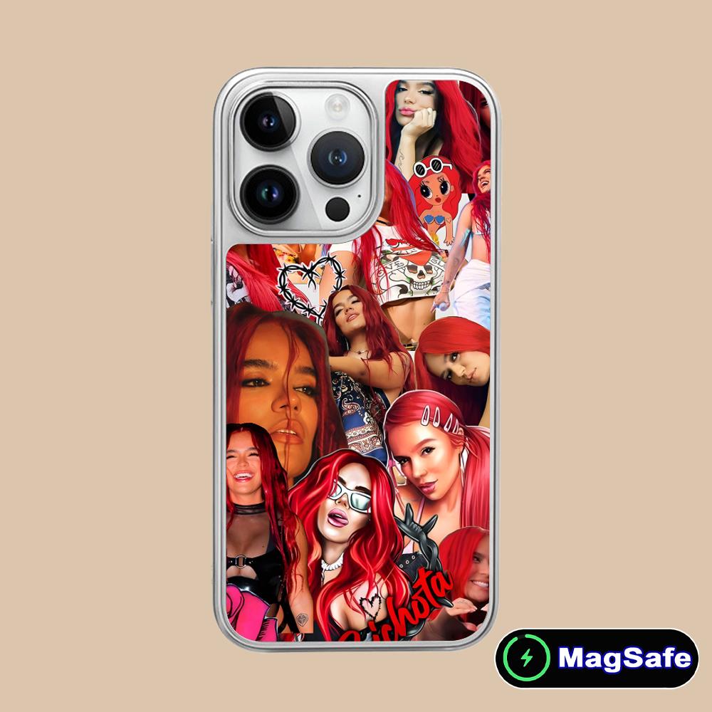 

Karol G Latino Mobile Cell Phone Case for iPhone 17 16 15 14 13 12 11 Air Pro Max Plus Magsafe Silver Plating Colorful Cover iPhone 11